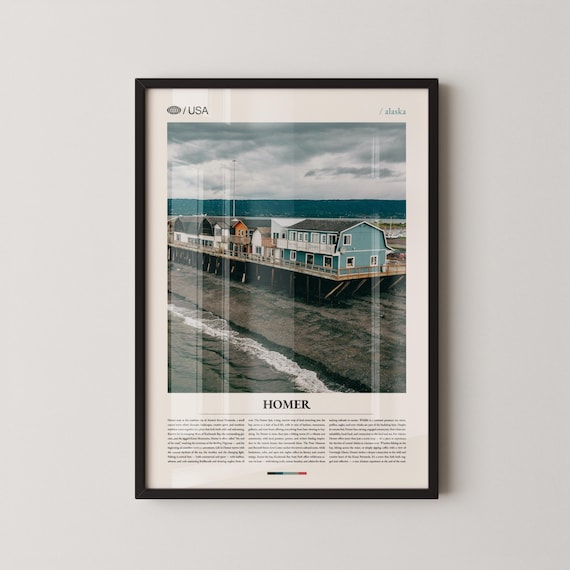 Homer Alaska Spit Waterfront Coastal Town Modern Travel Poster