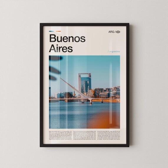 Buenos Aires Argentina Puente de la Mujer Modern Bridge Travel Poster