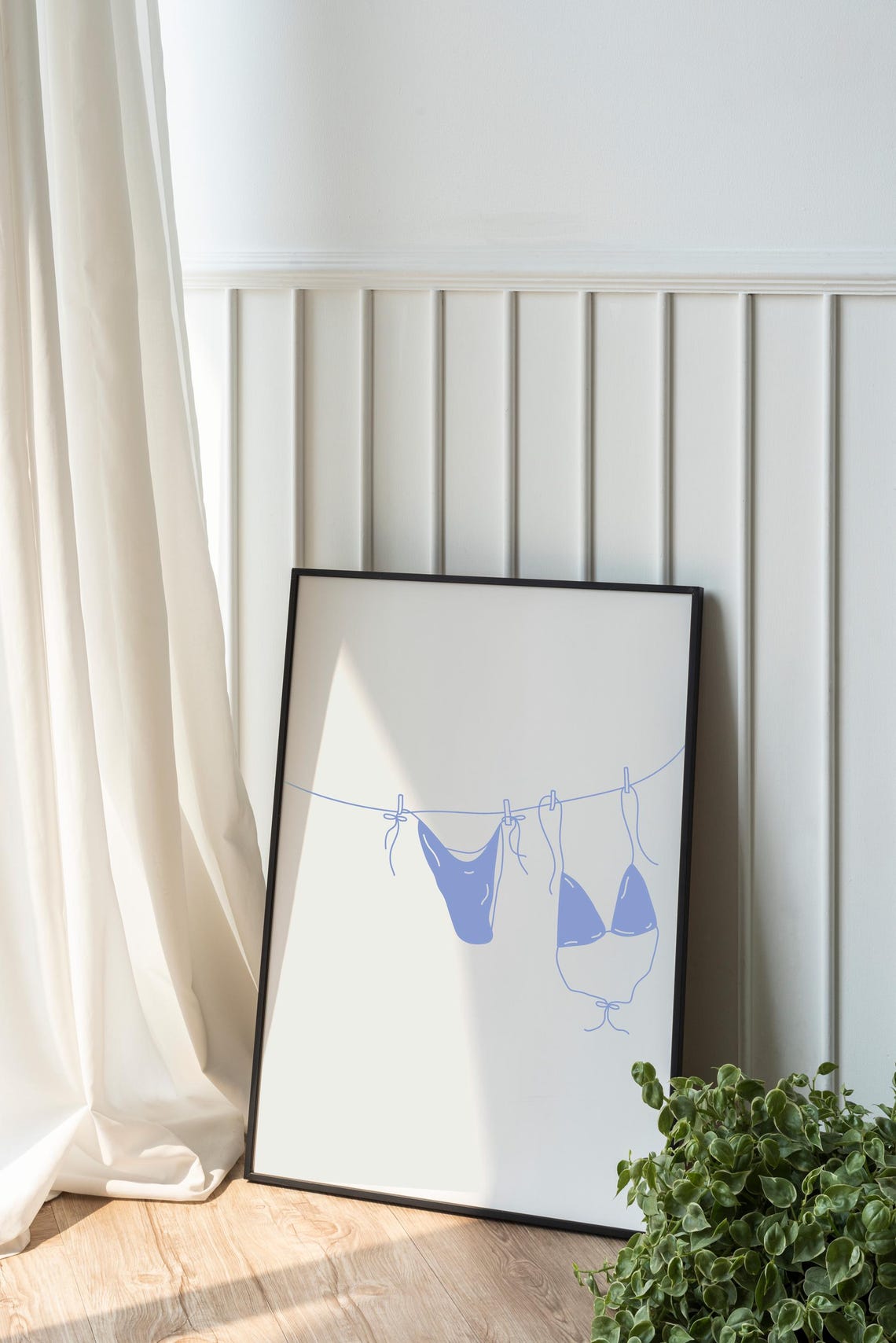Light Blue Bikini Swimsuit Minimalist Line Drawing Art Poster