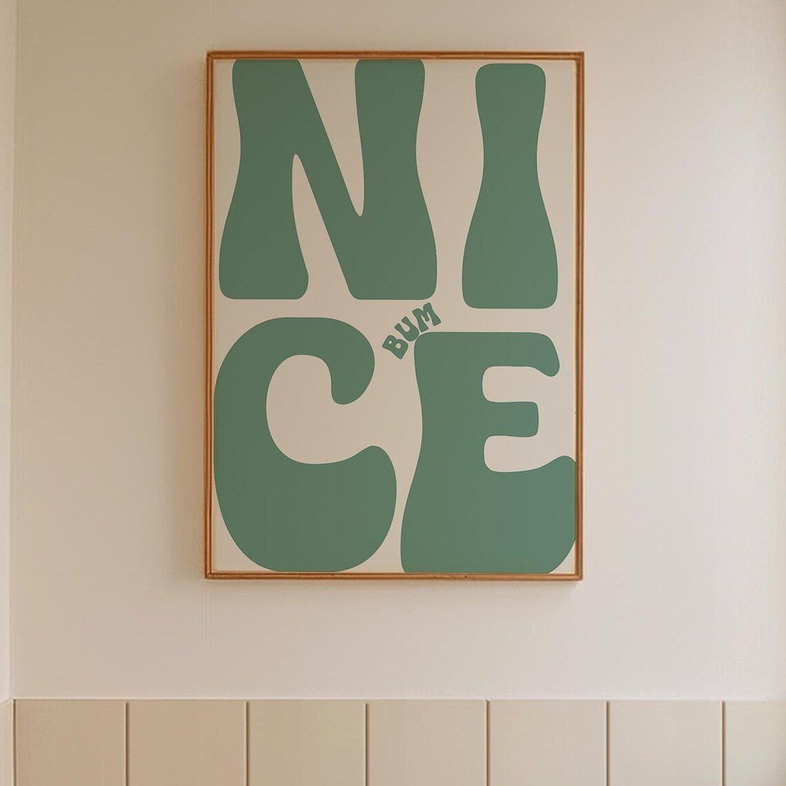 Nice Bum Typography Print, Funny Bathroom Art