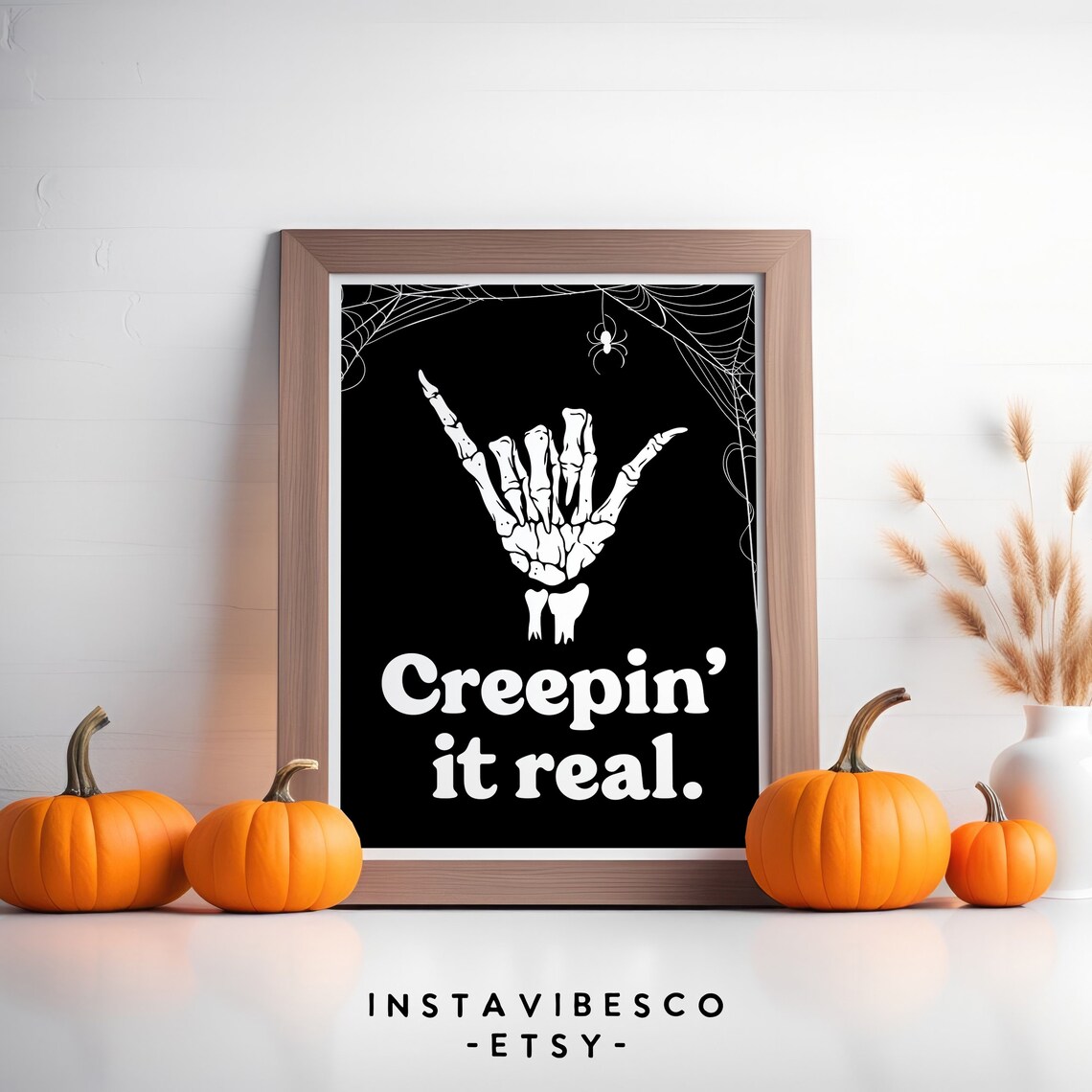 Creepin It Real Halloween Quote, Retro Art Print - Image 3