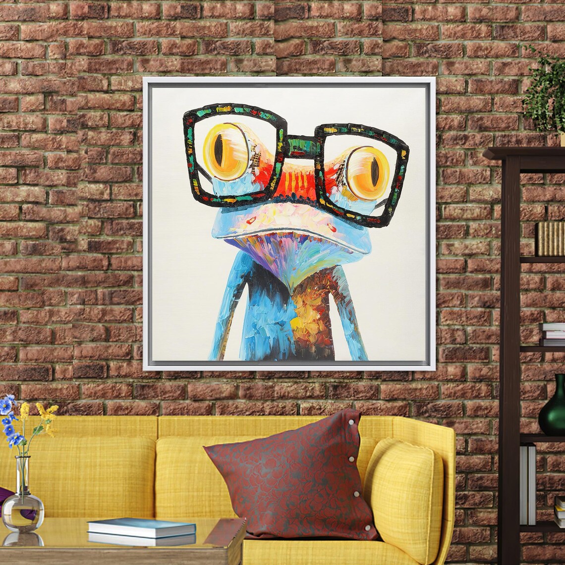 Rainbow Frog With Glasses, Christmas Decor Art Print - Image 3