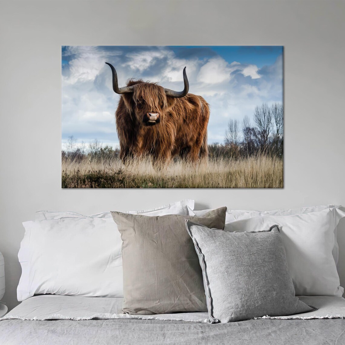 Scottish Highland Cow Art, Personalized Wedding Gift