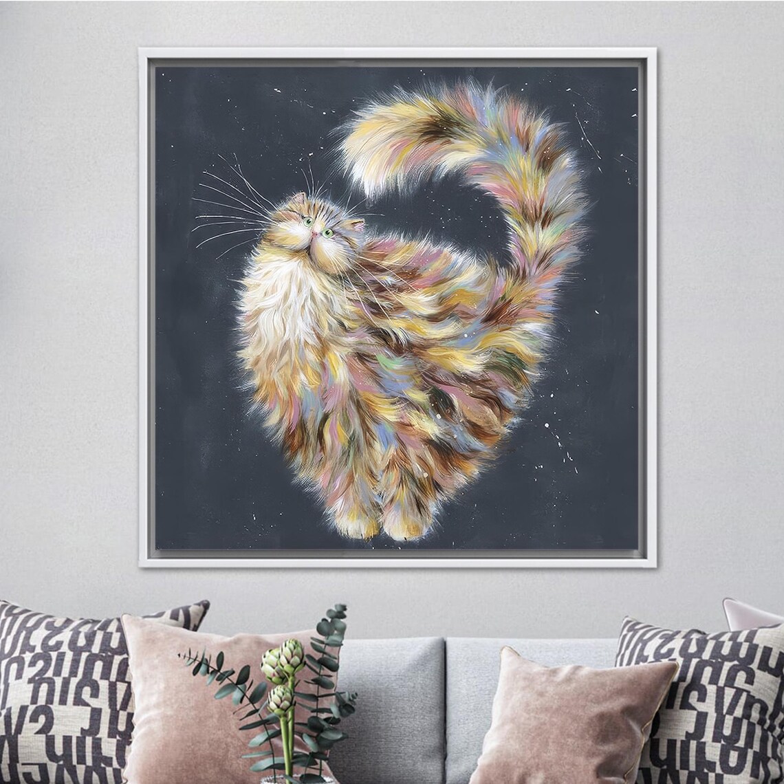 Cute Cat Printed Modern Abstract Cat Art Print - Image 4