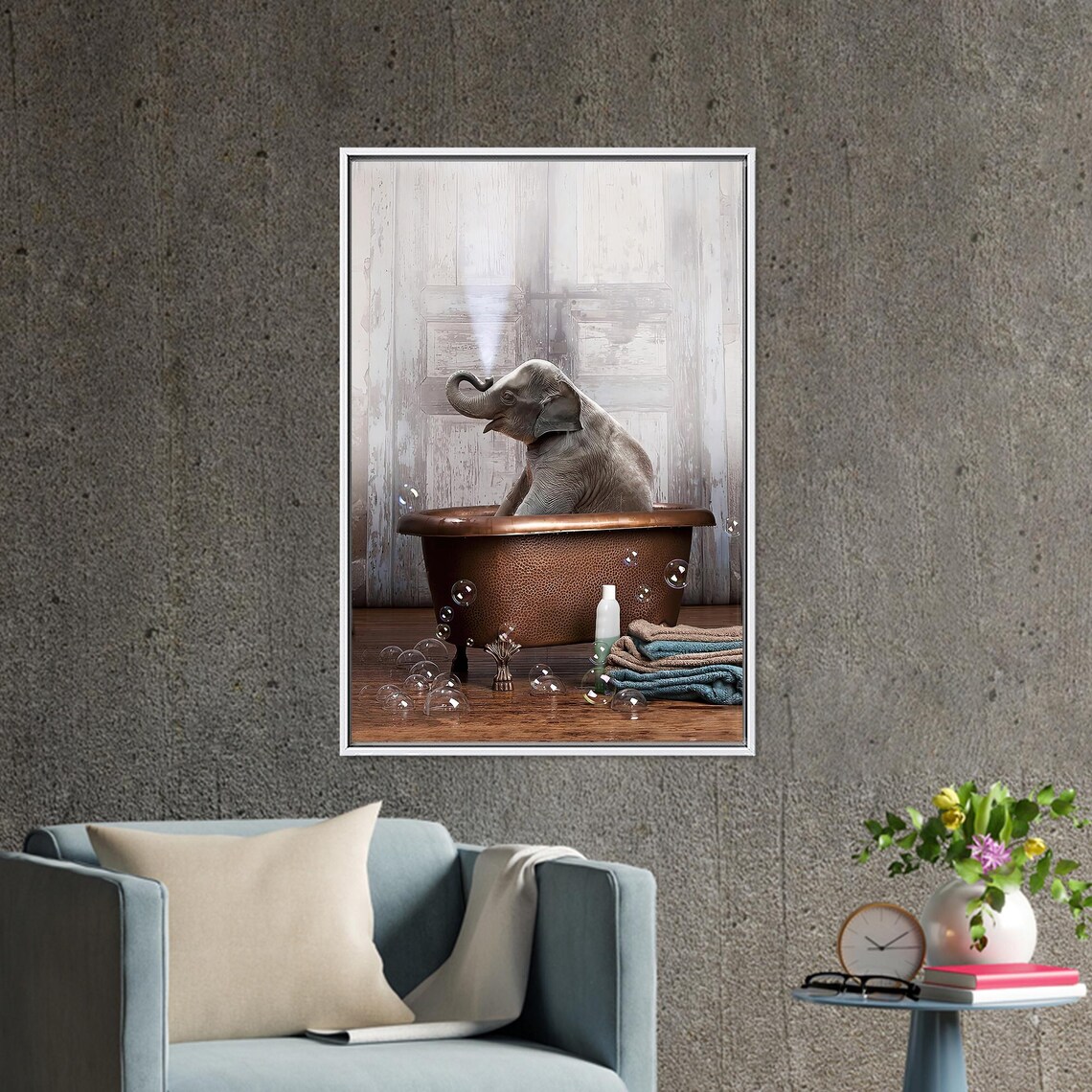 Cute Elephant Bathroom Wall Art Decor, Animal Poster - Image 3