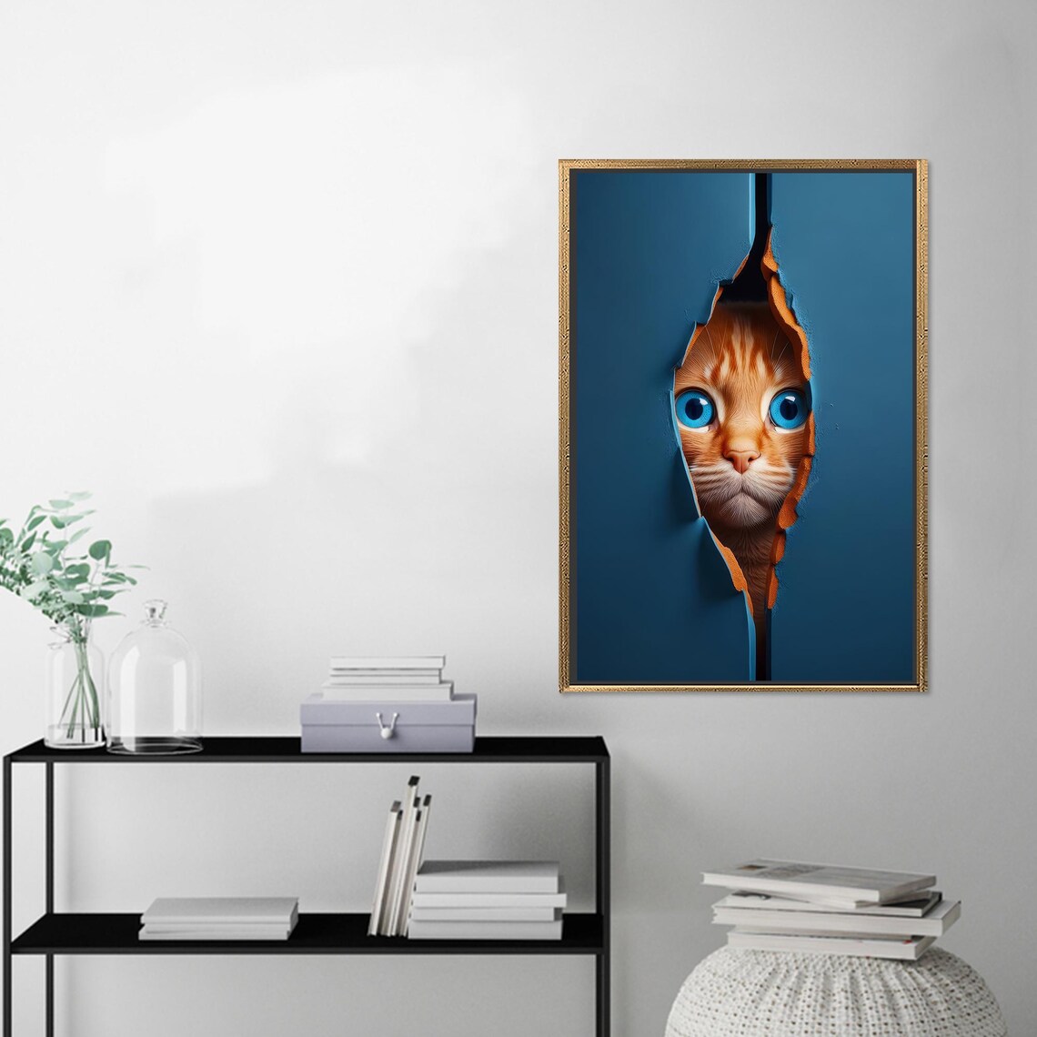 Cute Cat Art Print, Personalized Baby Gift - Image 2