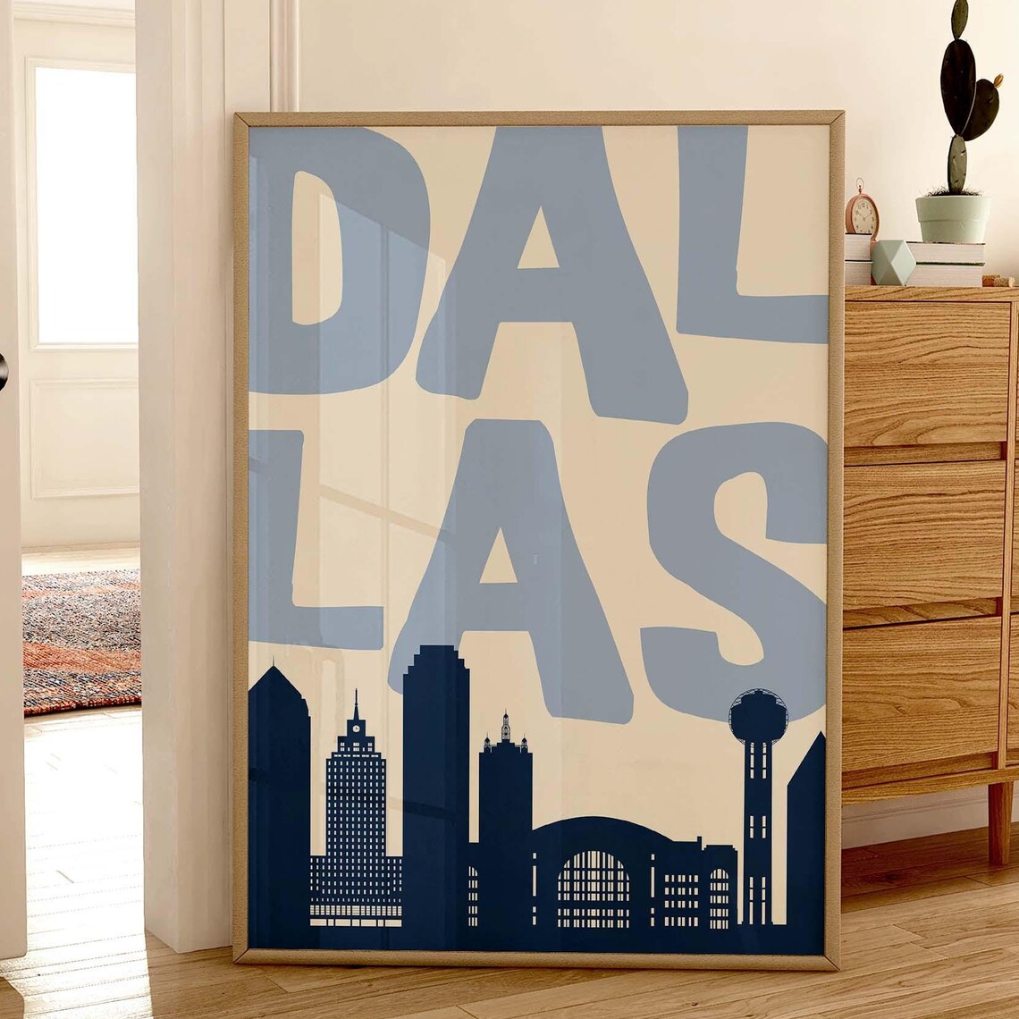 Dallas Vintage Travel Poster, Minimalist Wall Art