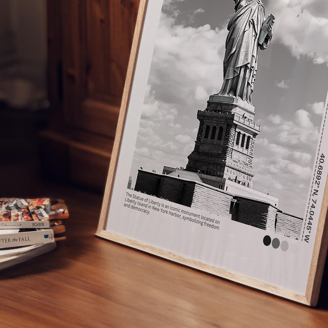 Statue Of Liberty Black And White New York Harbor Travel Poster - Image 7