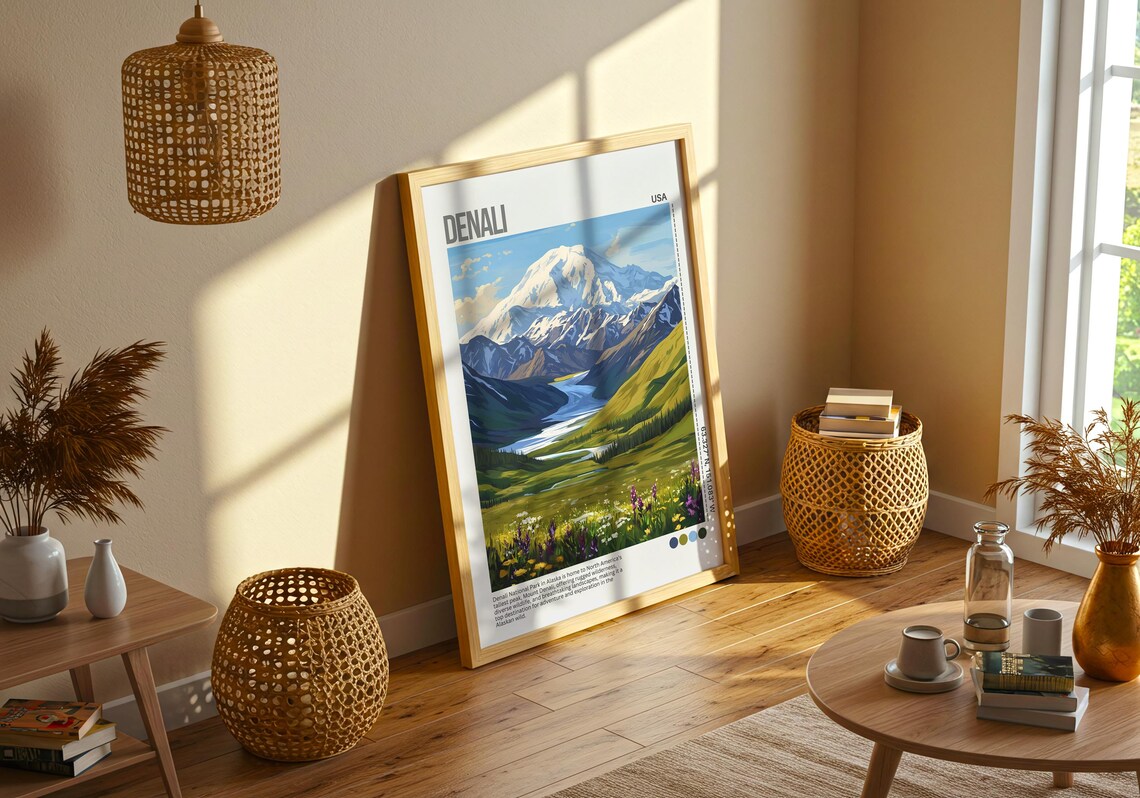 Denali Alaska Snowcapped Peak National Park Scenic Travel Poster - Image 4
