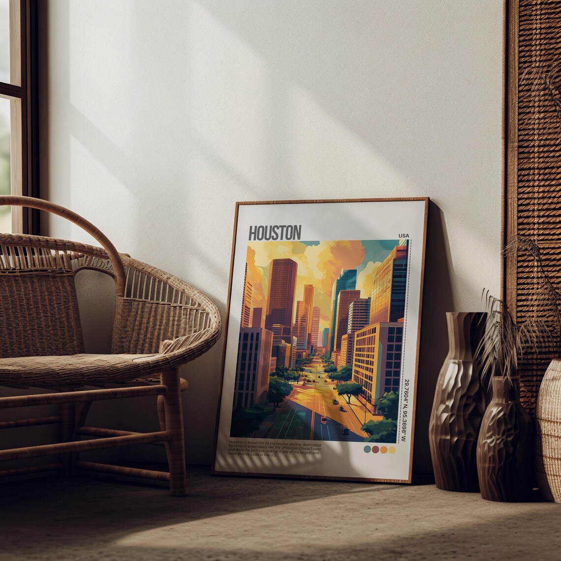 Houston Downtown Skyline Texas City Street View Travel Poster - Image 3