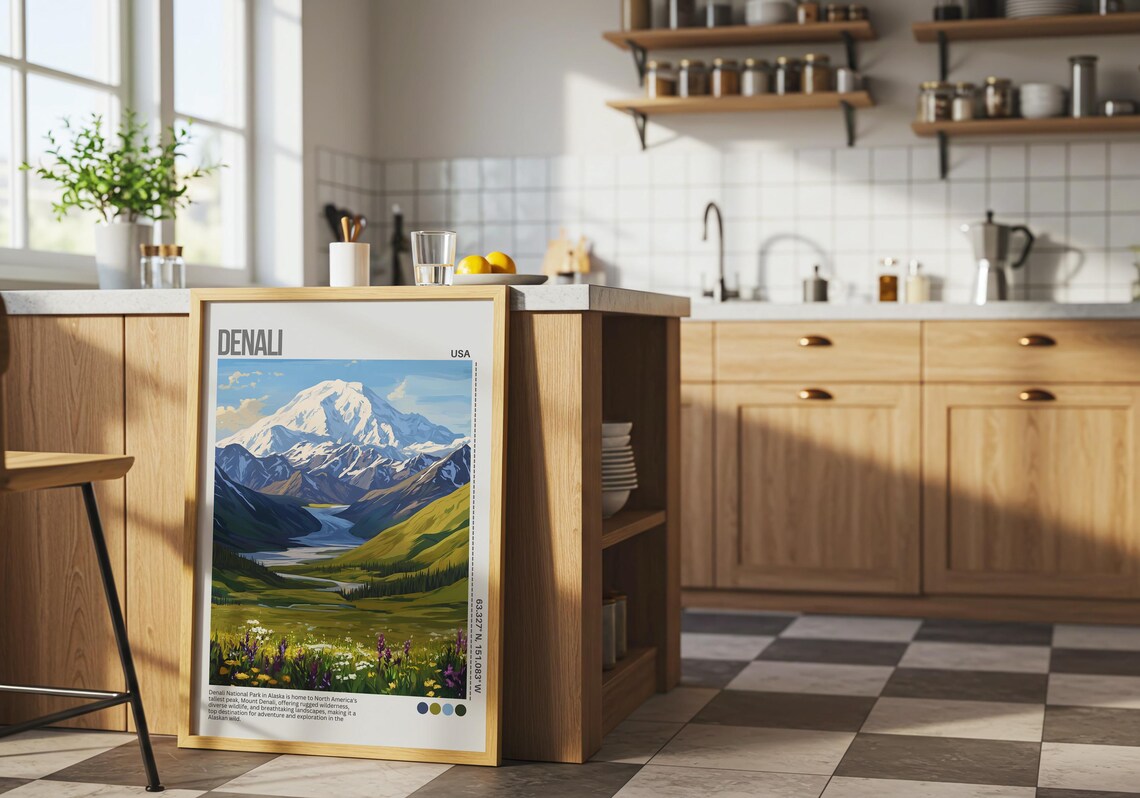 Denali Alaska Snowcapped Peak National Park Scenic Travel Poster - Image 2