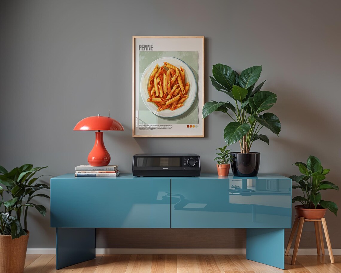 Penne Pasta Tube Noodles Italian Dish Illustrated Kitchen Poster - Image 7