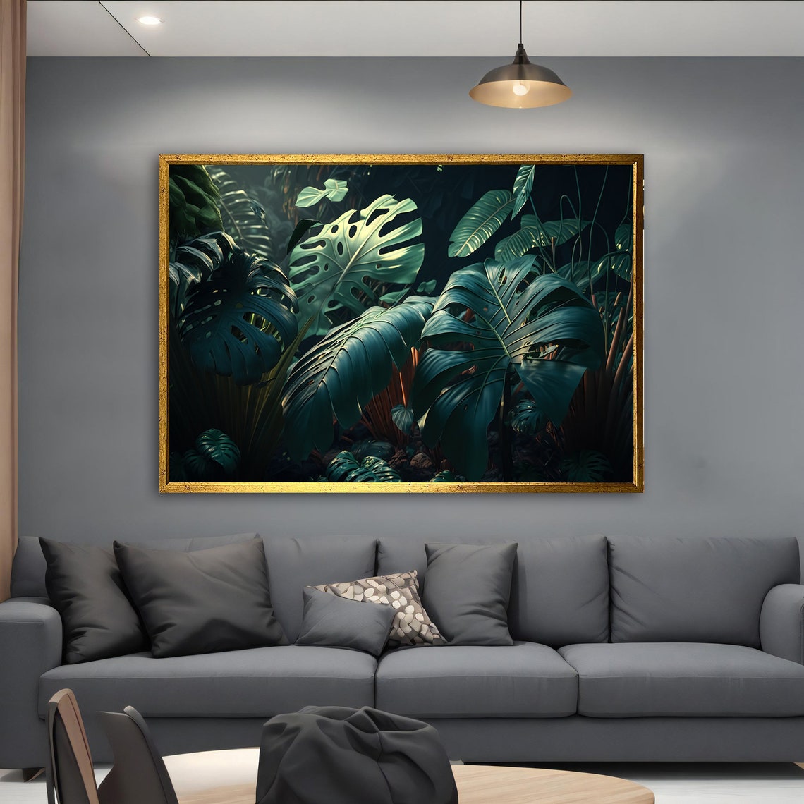 Dark Tropical Monstera Leaves Moody Jungle Botanical Art Poster - Image 4