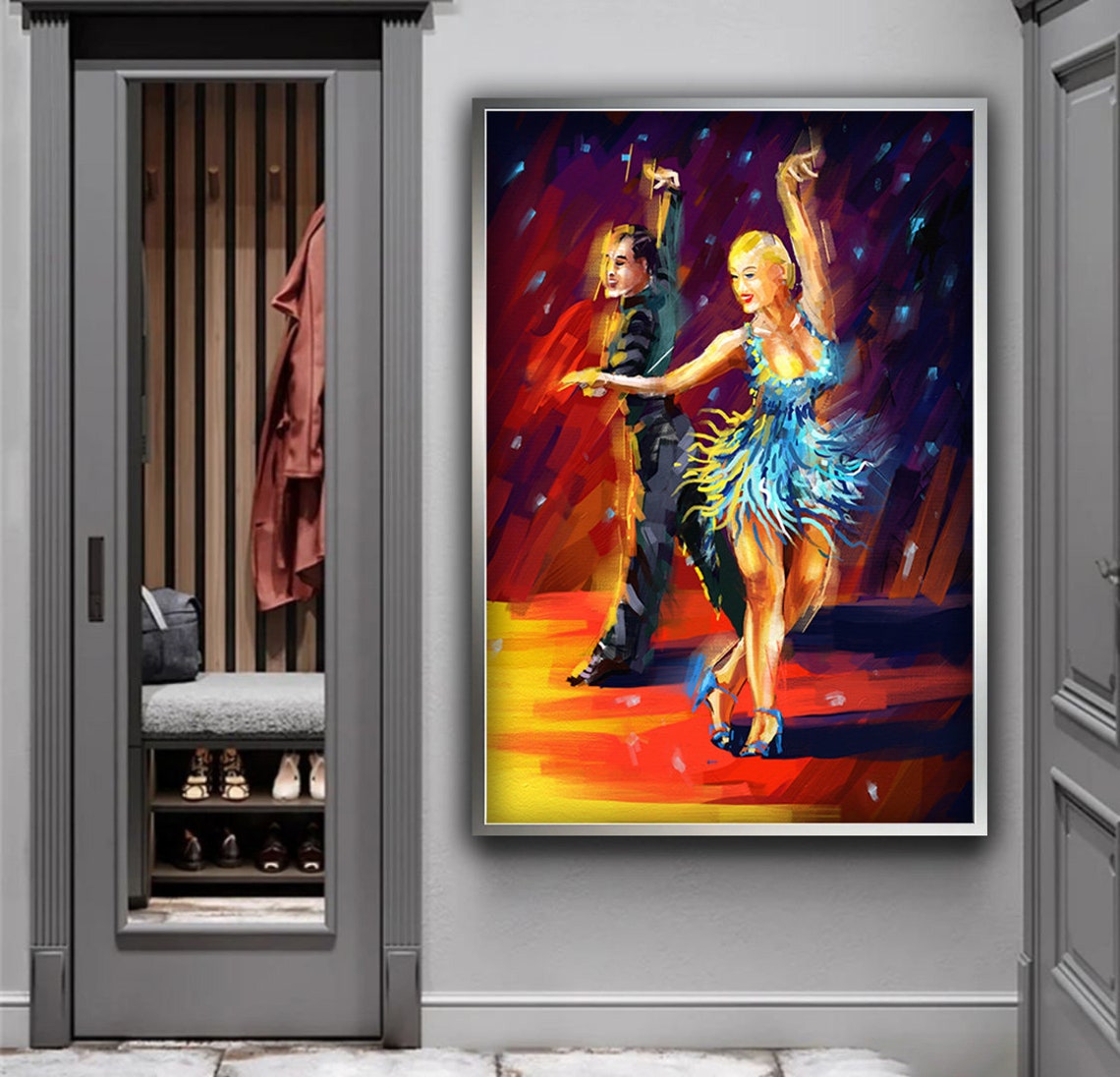 Passionate Tango Dancers Couple Colorful Latin Dance Art Print - Image 5