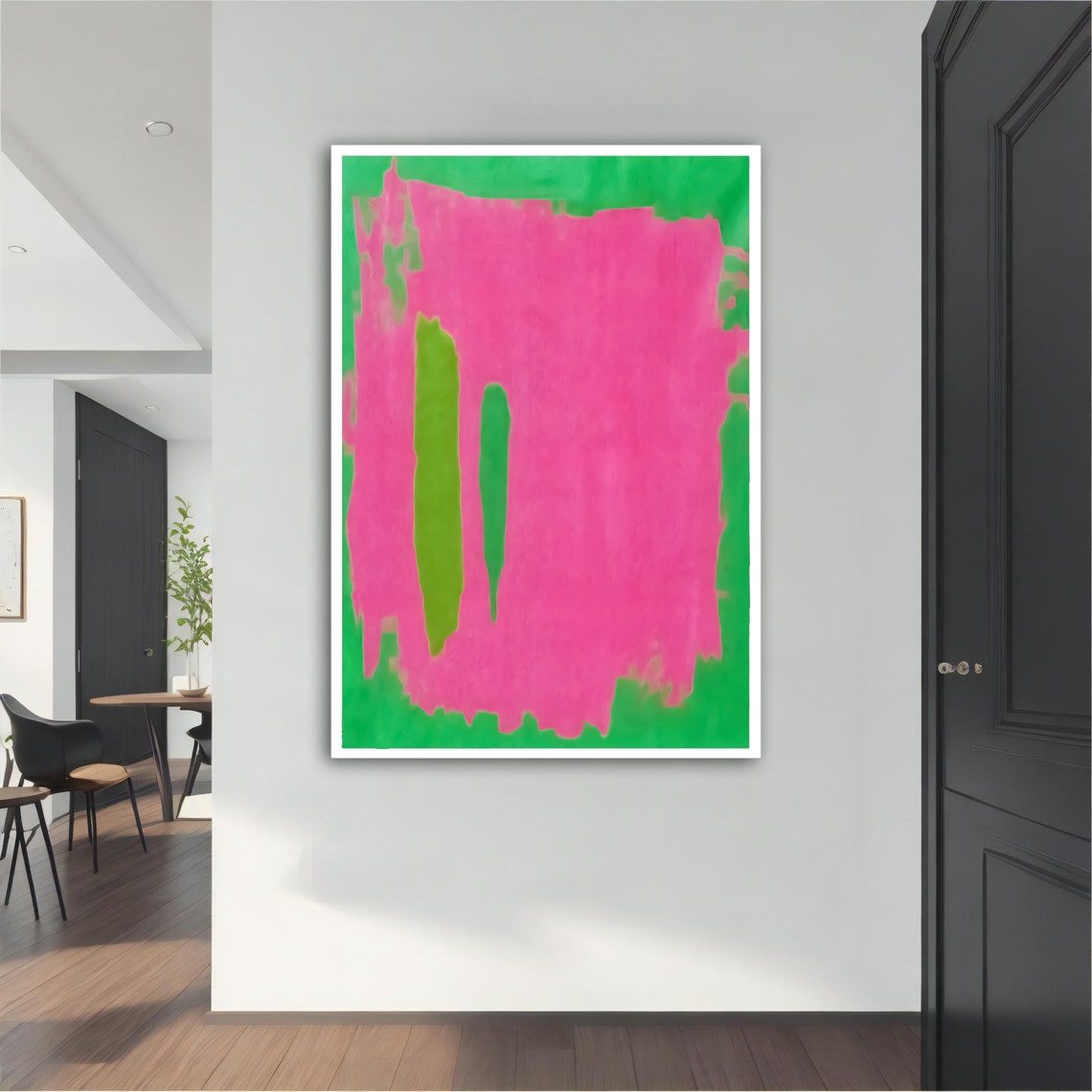 Pink Green Abstract Color Field Painting Bold Modern Wall Art Poster - Image 5