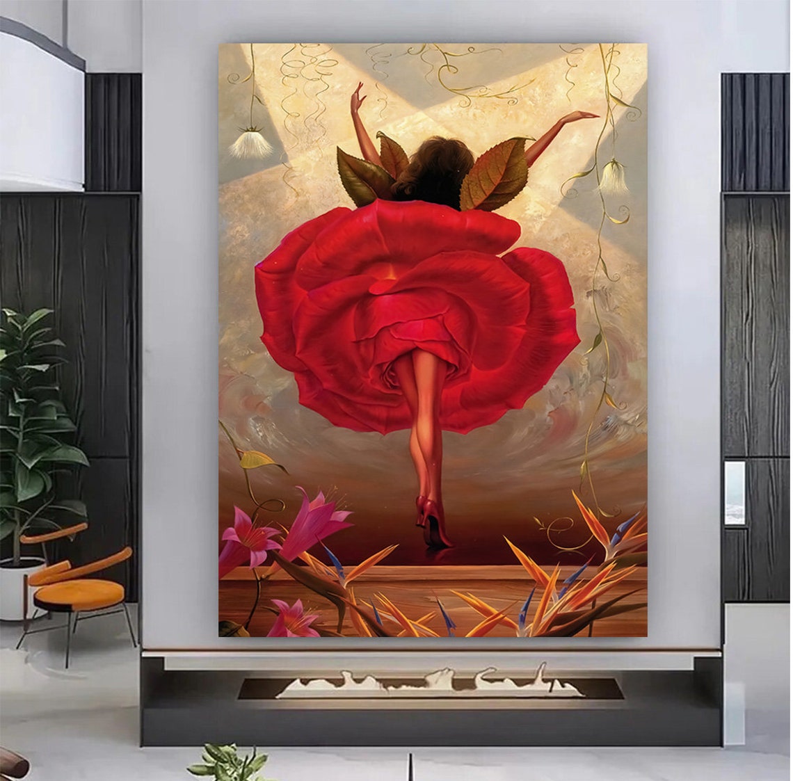 Vladimir Kush Flamenco Dancer Red Rose Dress Surreal Dance Poster - Image 4