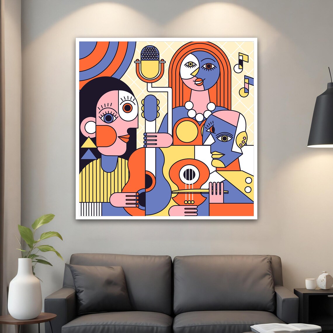 Cubist Jazz Musicians Abstract Colorful Music Band Pop Art Style Poster - Image 2