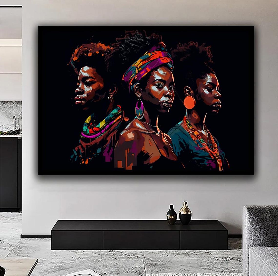 Colorful African Women Art Abstract Ethnic Print Women Portrait Wall Art Black Women Art Print Gift For Friends - Image 2