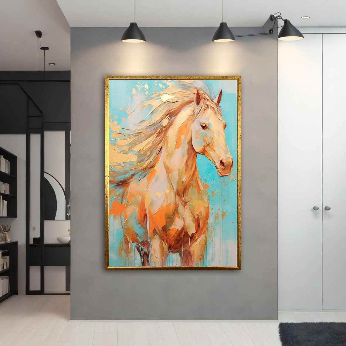 Yellow Horse Painting Yellow Horse Poster Yellow Horse Wall Art Yellow Horse Art Home Decor Animal Wall Decor - Image 3