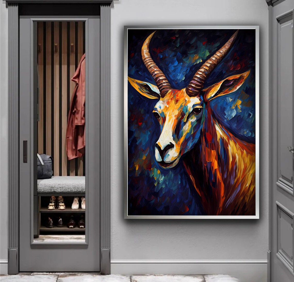 Colorful Goat Painting Goat Art Print Mountain Goat Wall Art Farm Animal Print Colorful Home Decor Animal Art Print - Image 4