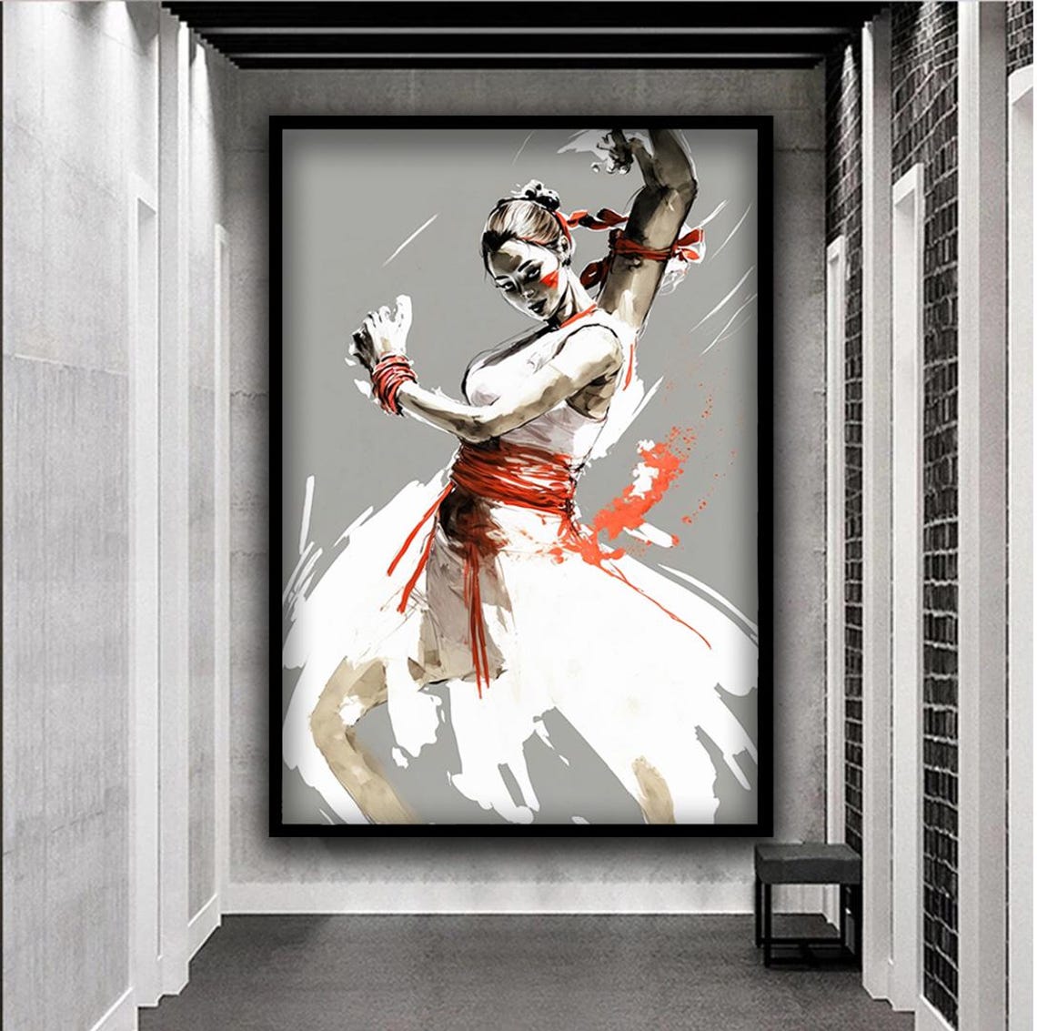 Woman Print Woman In White And Red Dress Art Asian Woman Wall Art Woman Portrait Wall Decor Gift For Friends - Image 2