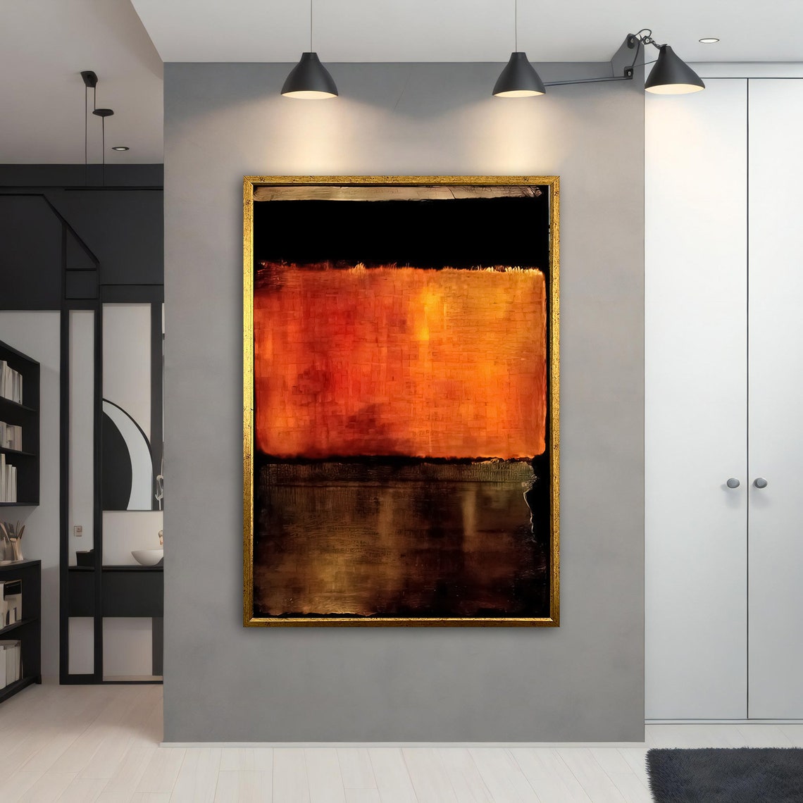 Rothko Style Black Orange Flame Glow Color Field Wall Art Poster