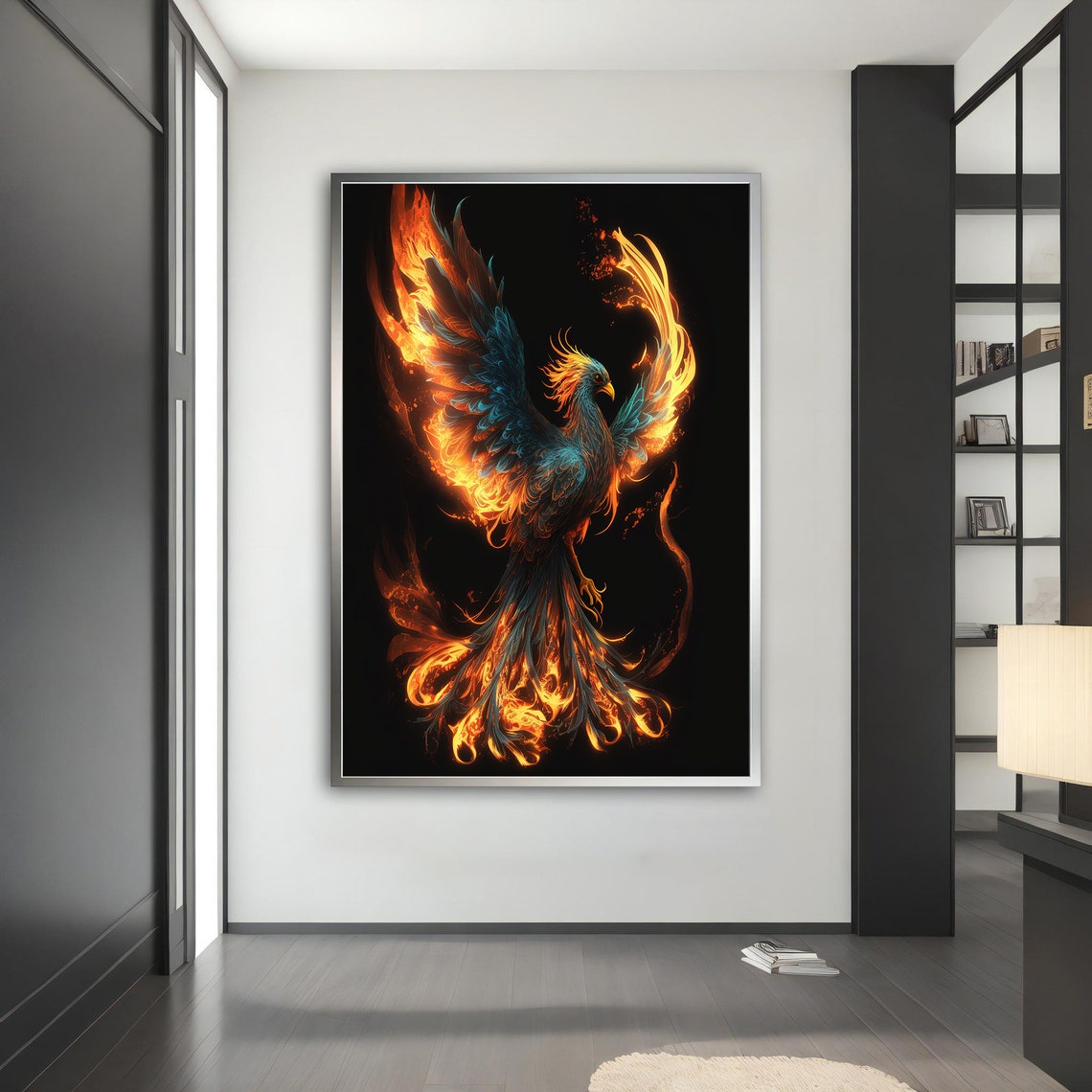 Phoenix Rising from Flames Fire Bird Mythical Fantasy Wall Art - Image 5