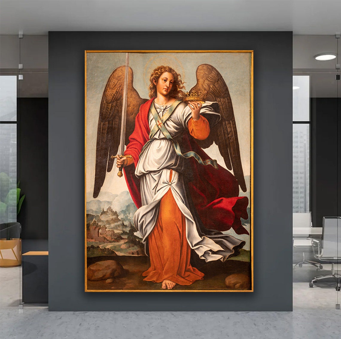 Archangel Michael with Sword and Crown Renaissance Angel Poster - Image 4