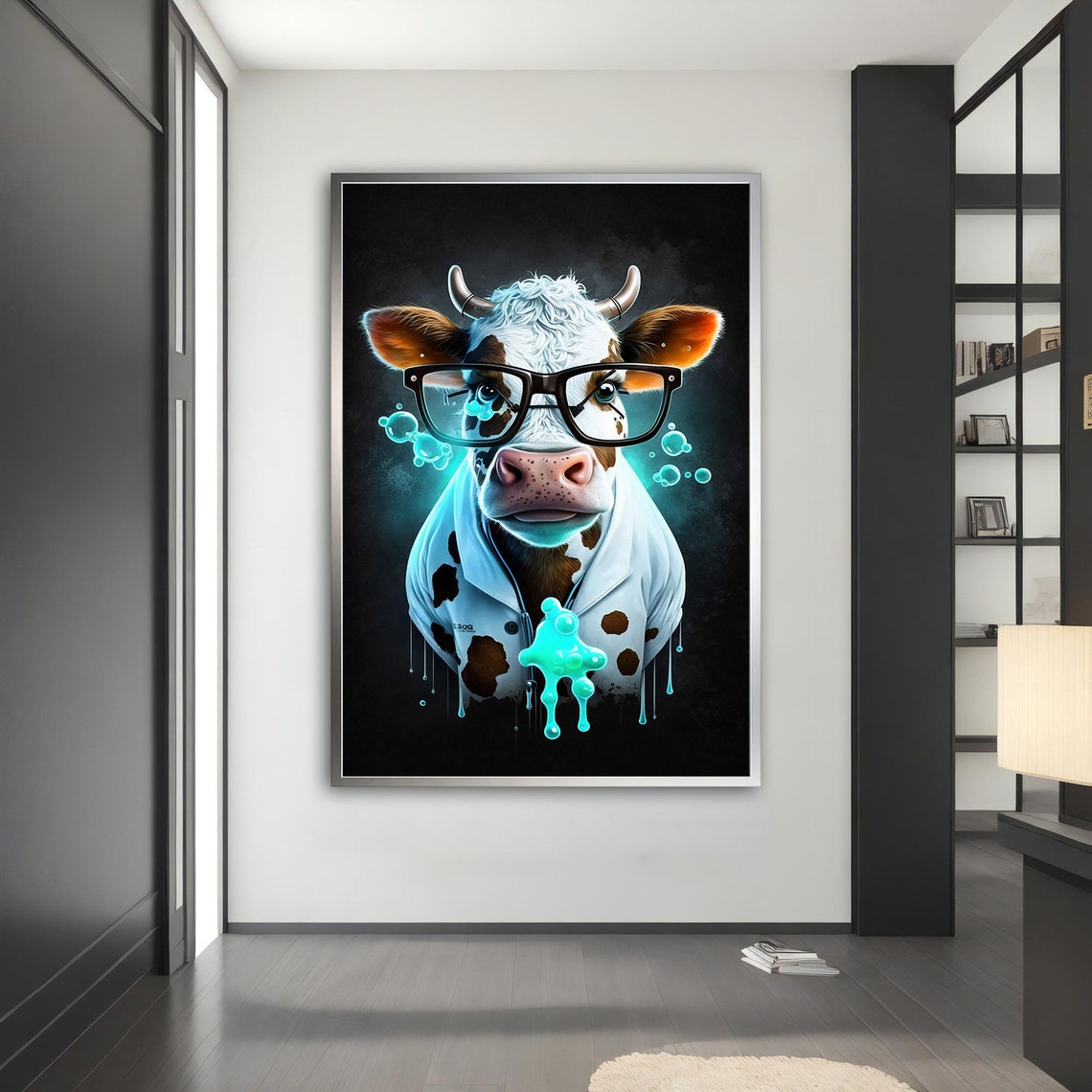 Doctor Cow Painting Doctor Cow Poster Doctor Cow Wall Art Doctor Cow Art Animal Home Decor Wall Decor Animal Wall Decor - Image 5
