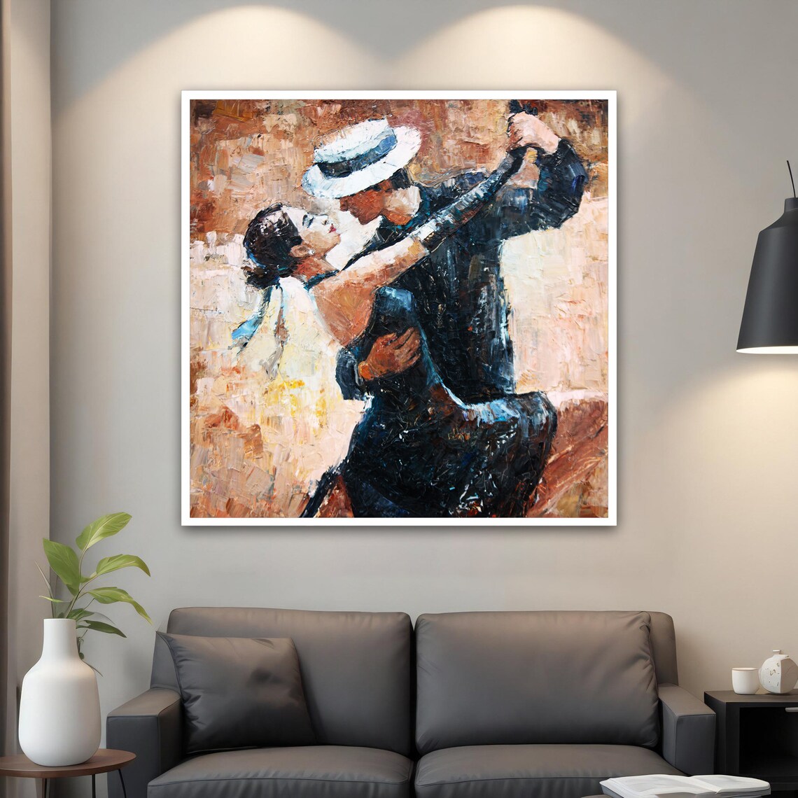 Romantic Tango Dancers Impasto Oil Painting Couple Embrace Dance Art Poster - Image 2