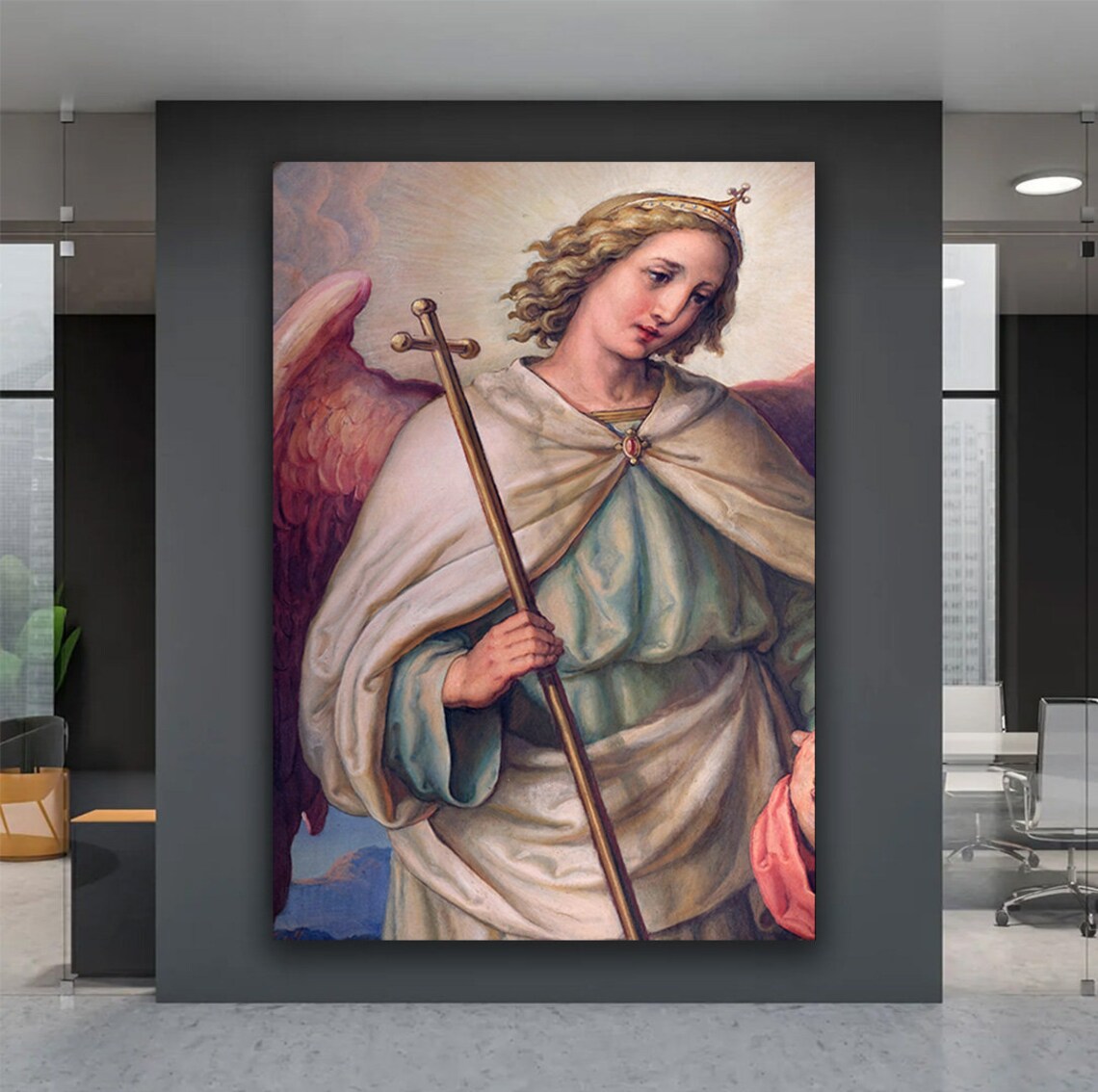 Classic Guardian Angel Religious Painting Vintage Style Wall Art - Image 5