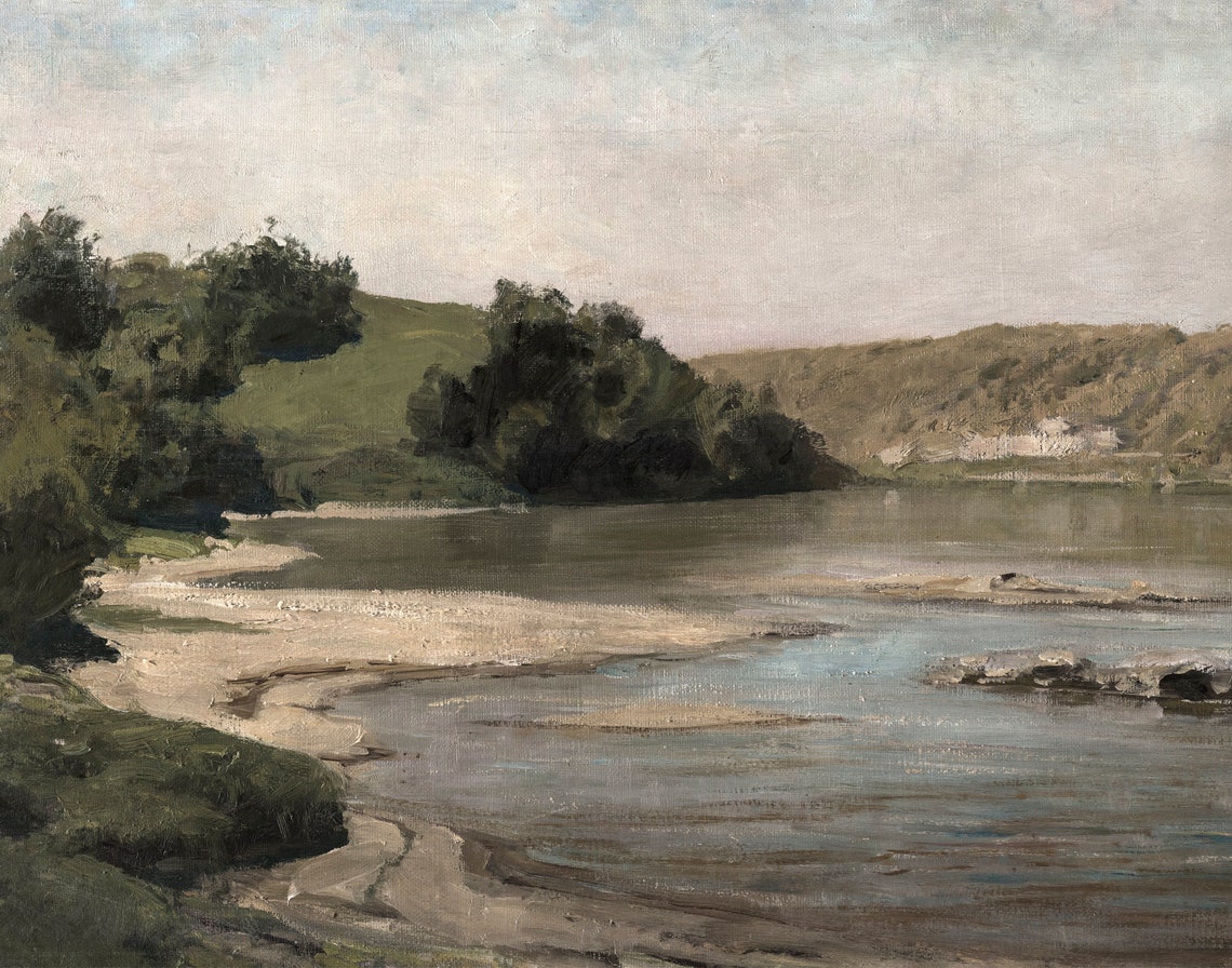 Vintage Landscape Art Print Antique Oil Painting Old Scenery Painting Farmhouse Wall Art Vintage Prints Cottage Home Art - Image 3