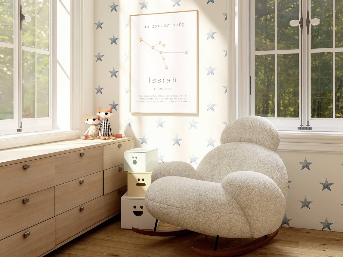 Personalized Cancer Baby Zodiac Constellation Name Nursery Art Print - Image 2