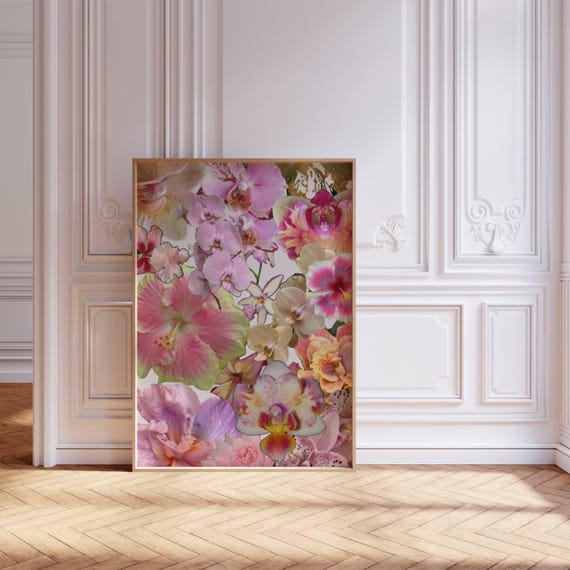 Hibiscus Flower Hawaiian Art Print Decor Wall Art Retro Art Print Preppy Room Decor Pink Hibiscus Flower Hawaiian Poster