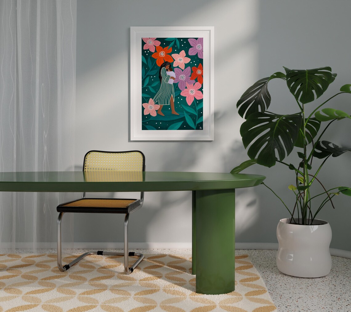 Floral Garden Motherhood Illustration Art Print - Image 2
