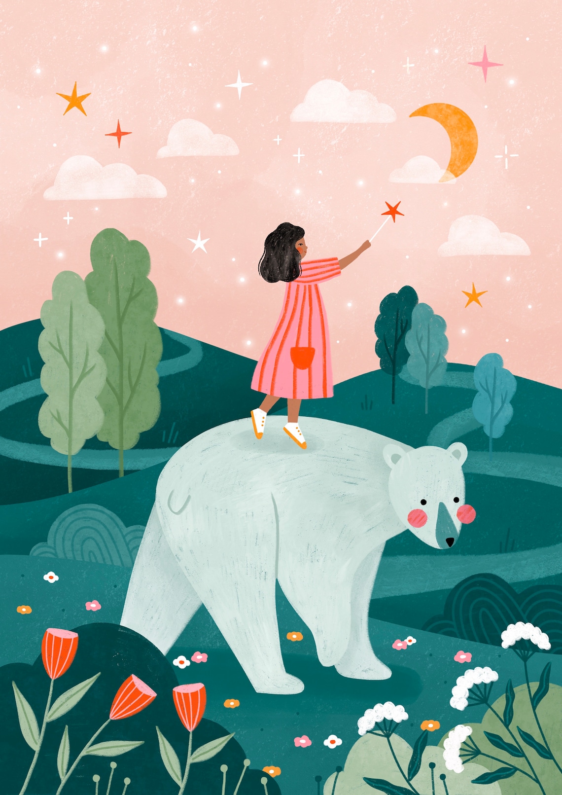 Make A Wish Soley Bear Nursery Art Print, Boho - Image 3
