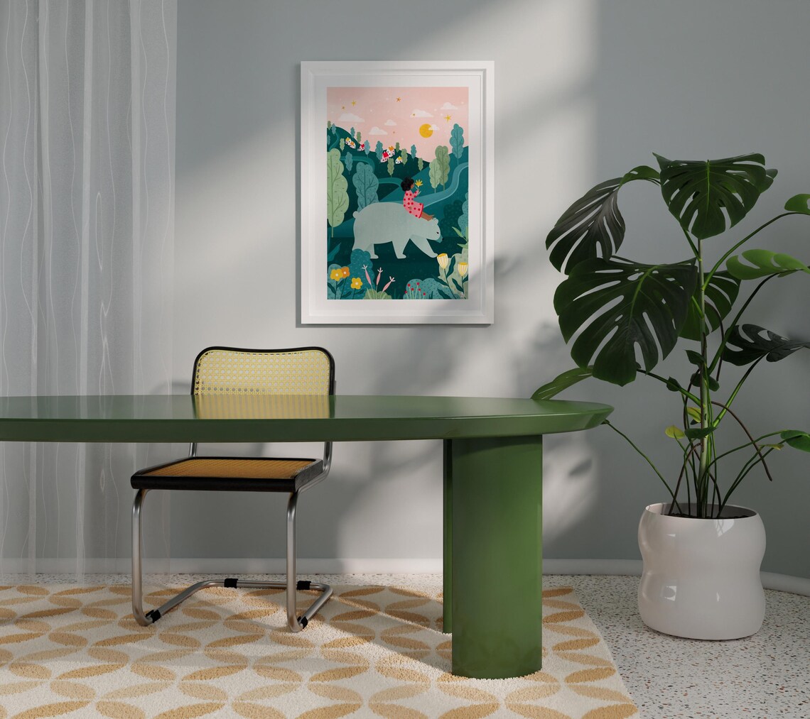 Soley Bear Countryside Nursery Art Print, Boho - Image 3