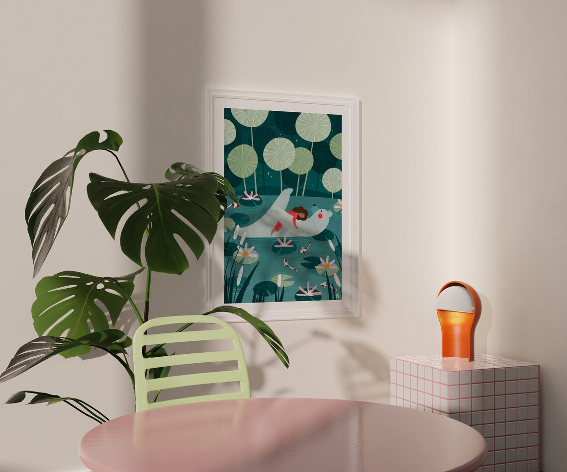 Lily Pond Children Art Print, Boho Nursery Decor - Image 2
