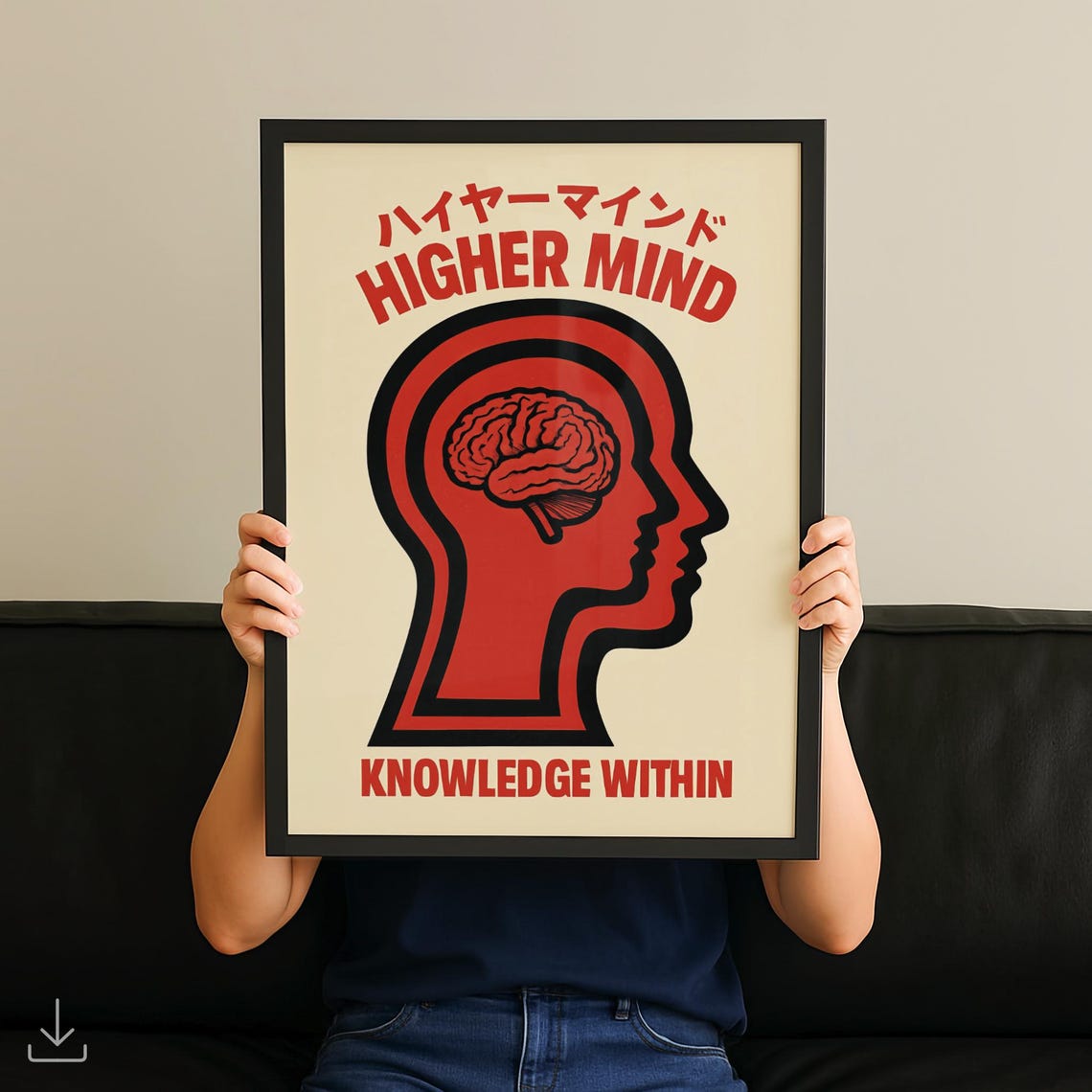 Higher Mind Knowledge Within Classic Retro Brain Typography Poster