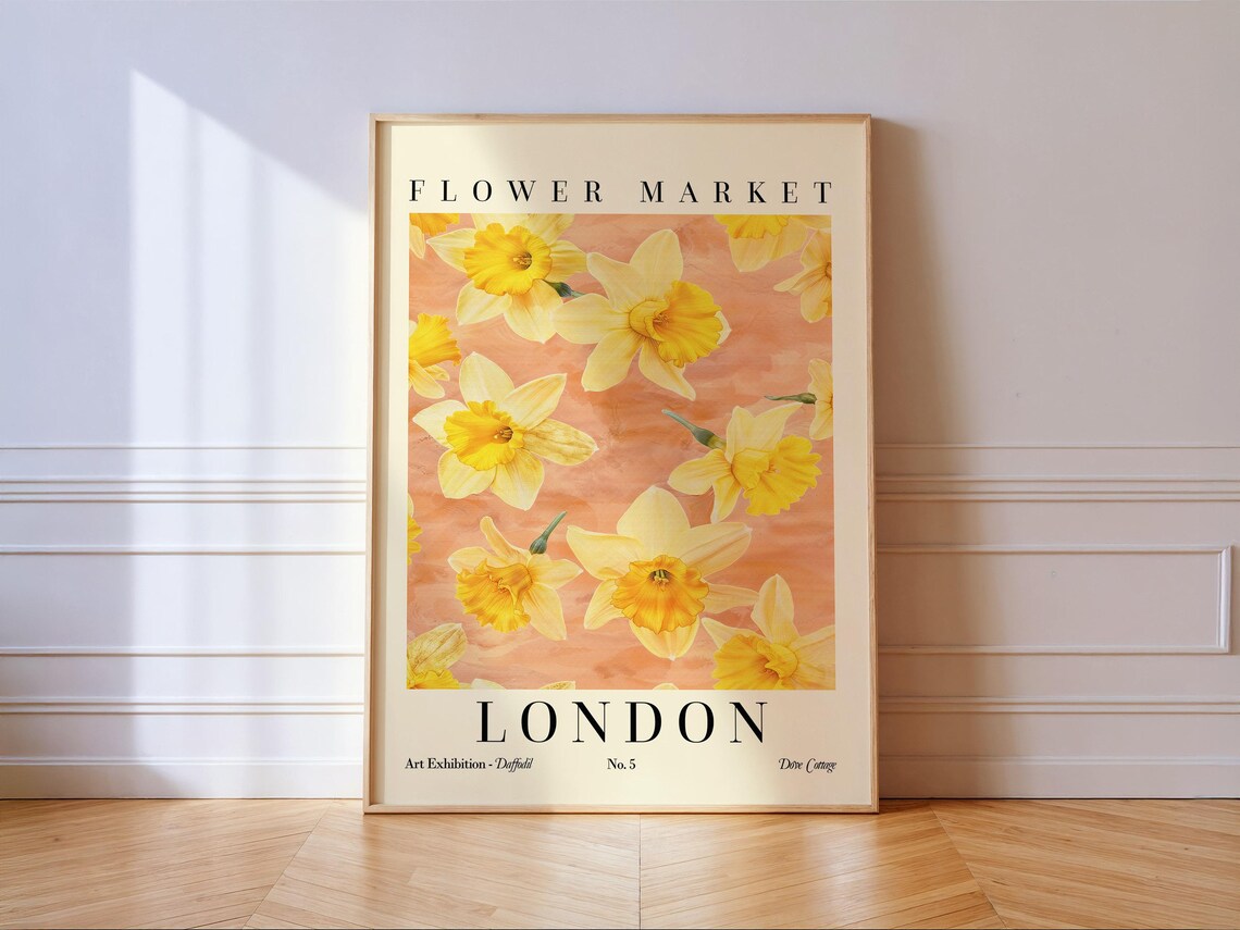 Flower Market London Daffodil Exhibition No 5 Botanical Floral Poster