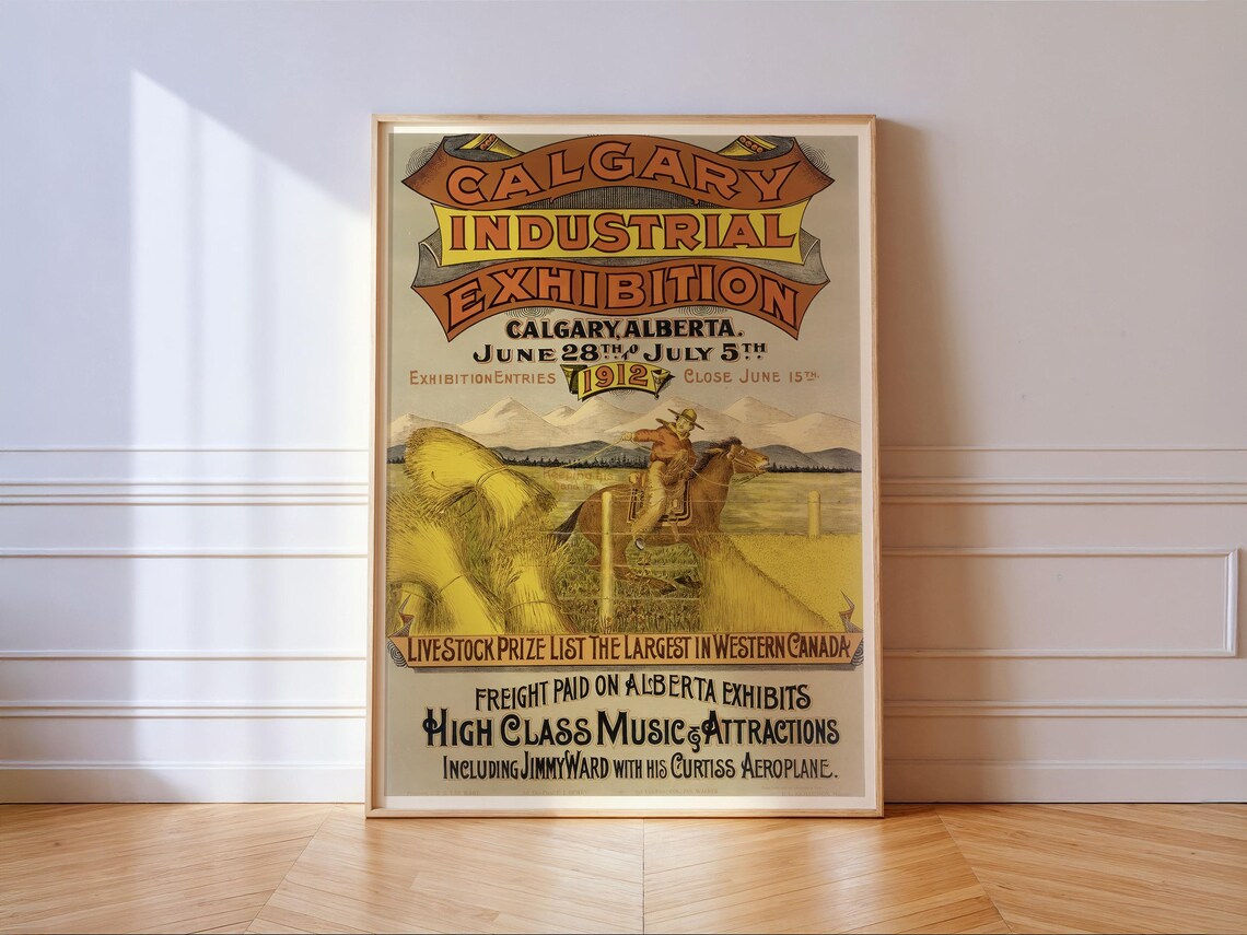 Rodeo Print, Western Exhibition Poster Stampede Calgary 1912