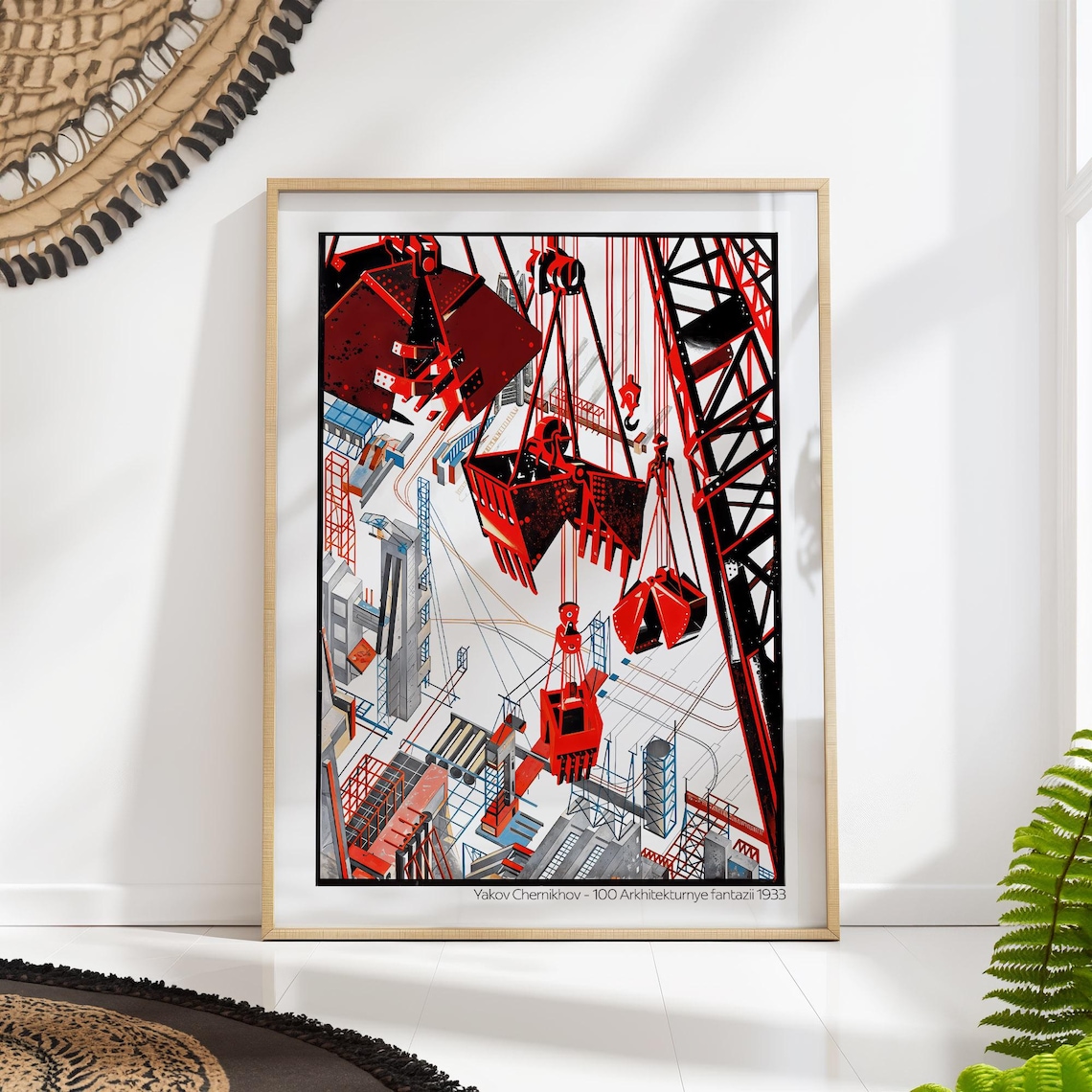 Construction Architecture Print, Soviet Futurist Cityscape