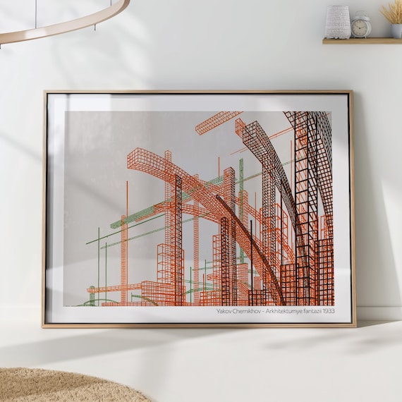 Bauhaus Futuristic Soviet Poster, Yakov Chernikhov