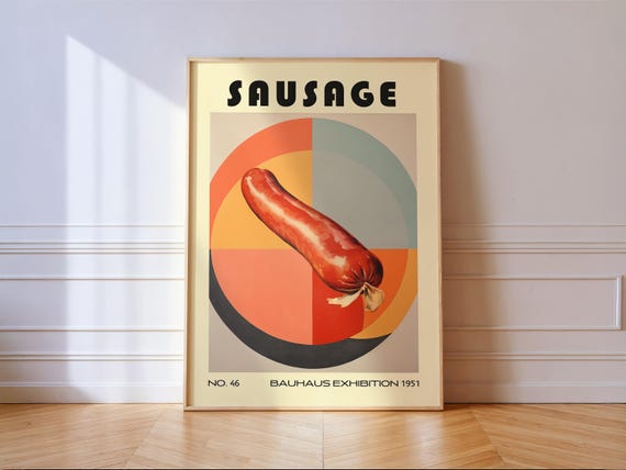 Sausage Decorative Kitchen Print Bauhaus Poster Vintage Decoration
