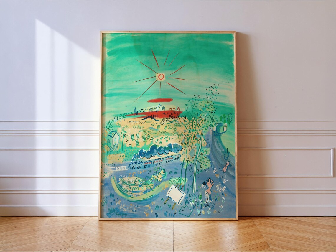 French Countryside Modernist Landscape, Art Print