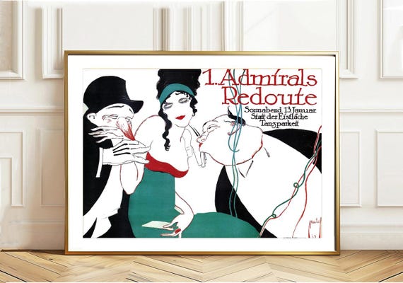 1 Admiral Redoute Sonnabend 13 Januar Staff Der Eisflache Tanzparkett Vintage Entertainment Poster Entertainment Art Print Gift Idea