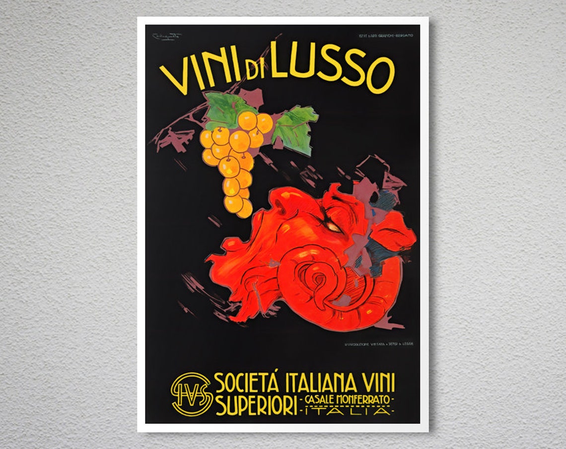 Vini di Lusso Italian Luxury Wine Vintage Advertising Art Poster - Image 2