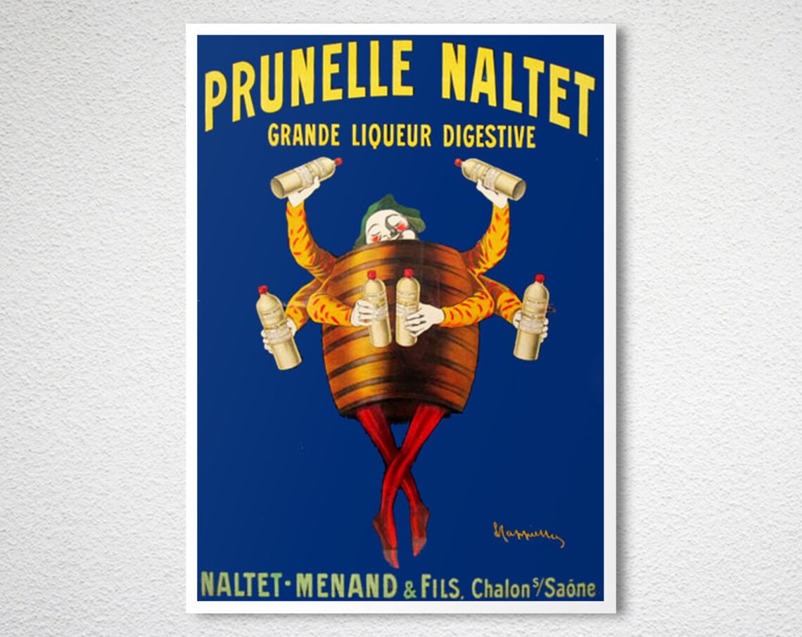 Prunelle Naltet Grande Liqueur Barrel Man Bottles Vintage Poster - Image 2