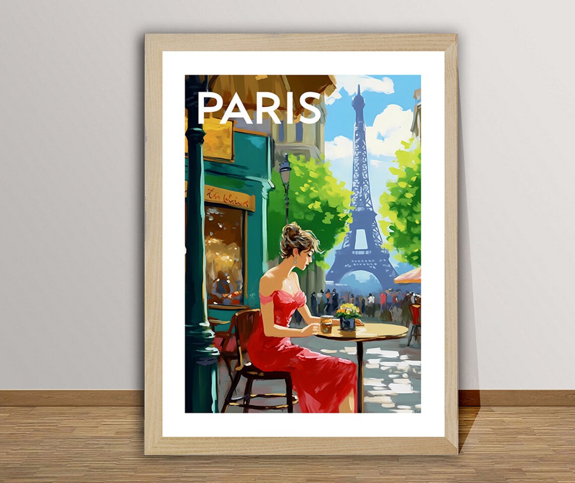 Paris France Travel Poster, Europe Wall Art Print