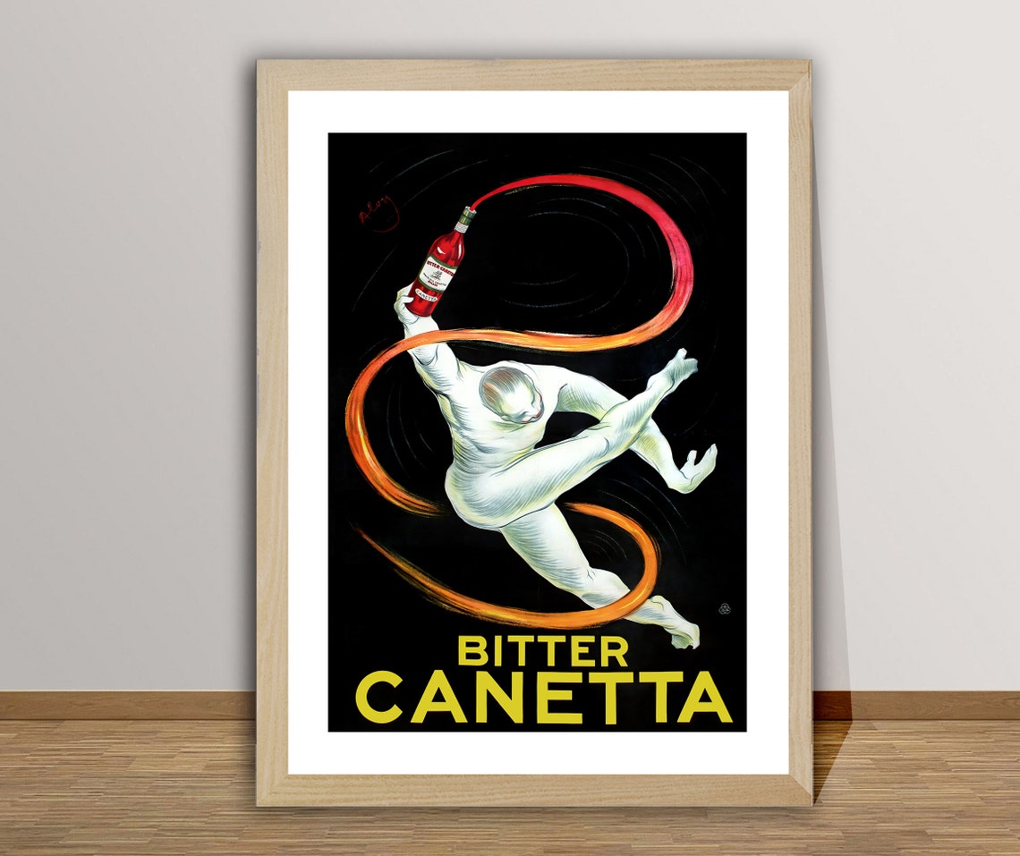Bitter Canetta Dancing Figure Red Bottle Vintage Drink Poster - Image 2